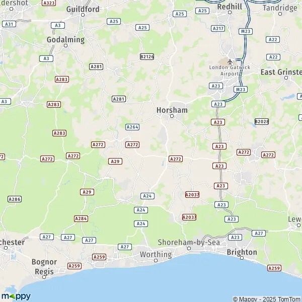 Map Southwater map of Southwater (RH13 9) and practical information